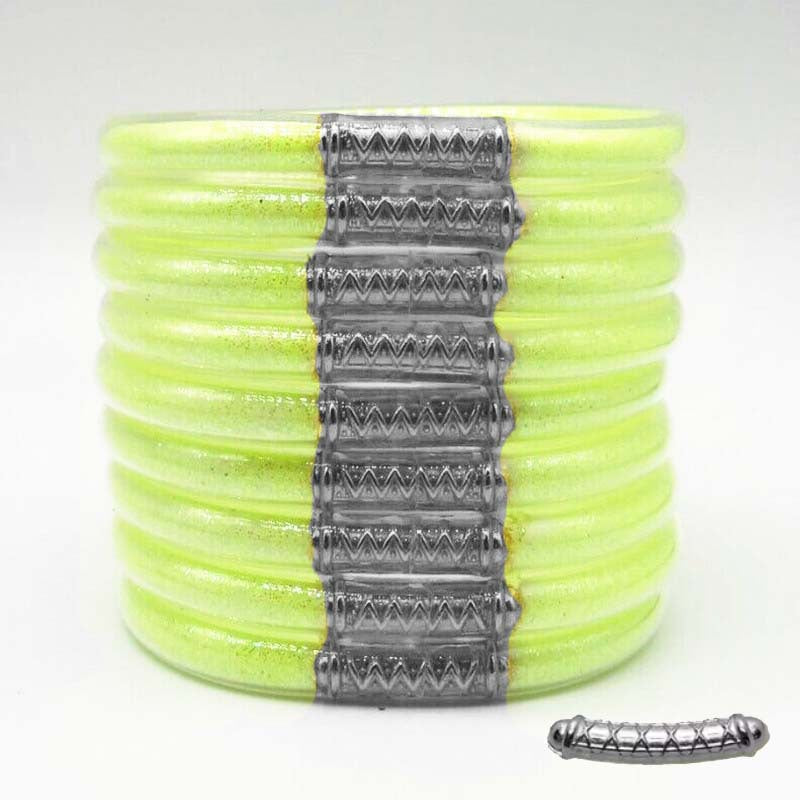 Cross-Border Hot-Selling 9-Layer Pvc Silicone Tube Gold Powder Bracelet Jelly Bangles Women's Bracelet Mixed Batch