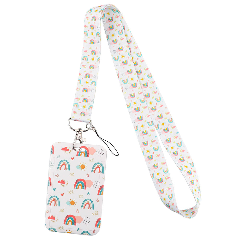 Rainbow Series Mobile Phone Hanging Rope Card Set U Disk Hanging Rope Ribbon Work Bus Listing Plastic Hard Card Set