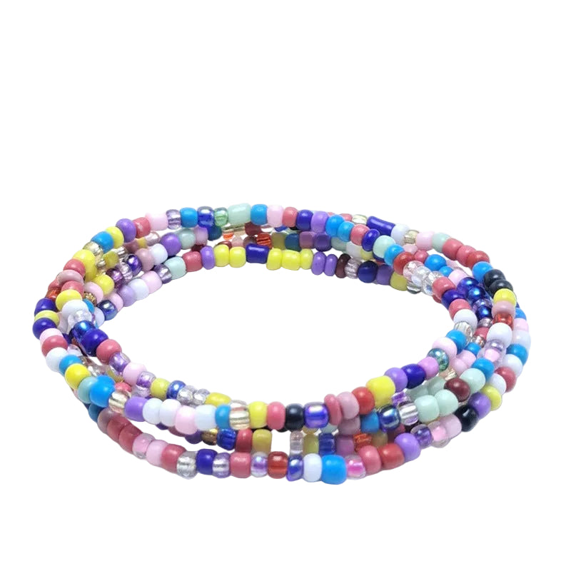 Body Chain with Glass Seed Beads, Fashionable Magic Hand Fish Pendant Accessories, Elastic Handmade Beaded Jewelry Waist Chain