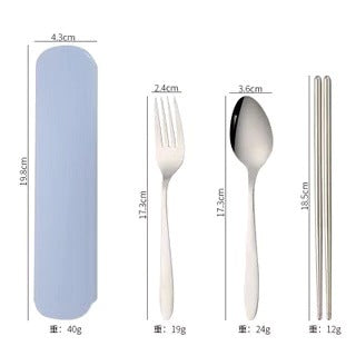 stainless steel chopsticks spoon Fork three-piece tableware affordable student gift outdoor LOGO tableware set Wholesale