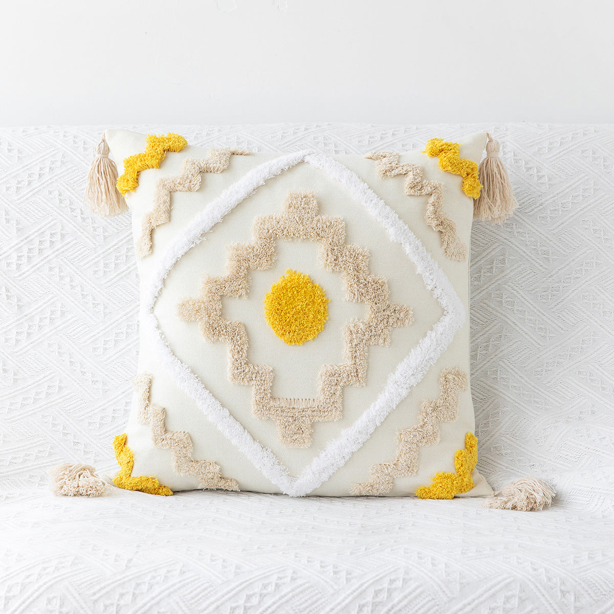Amazon New Bohemian Geometric Tufted Pillow Case Home Tassel Cushion Homestay Simple Waist Pillow