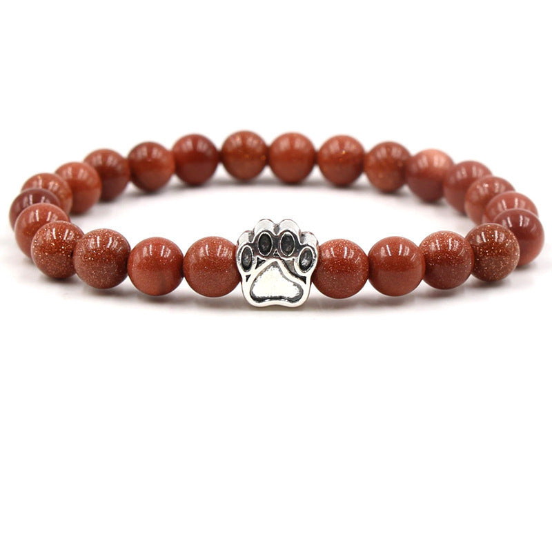 Direct manufacturer, popular on AliExpress: 8mm tiger eye stone, white turquoise, dog paw transparent elastic cord bracelet