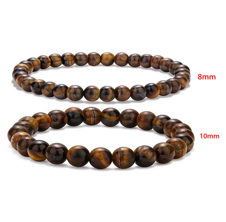 Popular Amazon European and American Men's Fashion Set, Stylish Tiger Eye Volcanic Stone Bracelet, White Pine Snowflake Bracelet, Versatile Accessories