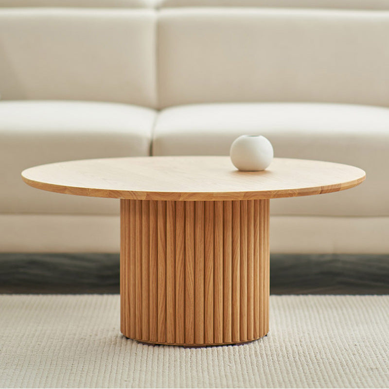 High-grade log style tea table small apartment living room minimalist creative round mid-ancient small tea table silent style tea table