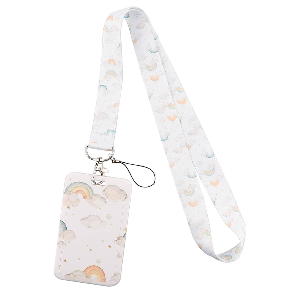 Rainbow Series Mobile Phone Hanging Rope Card Set U Disk Hanging Rope Ribbon Work Bus Listing Plastic Hard Card Set