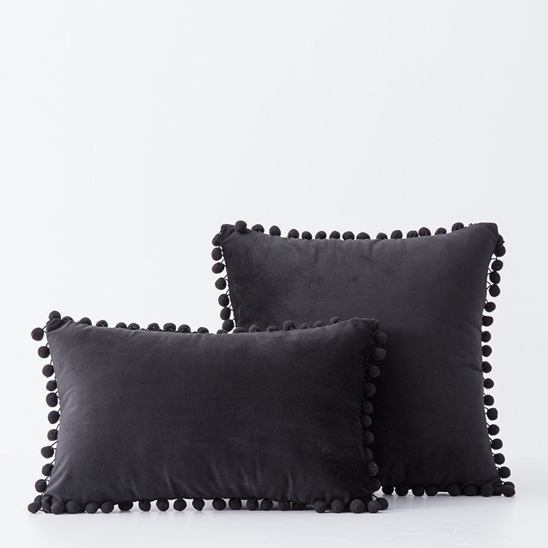 Factory in stock plain fur ball pillow modern minimalist sofa pillow bedside waist pillow cross-border delivery