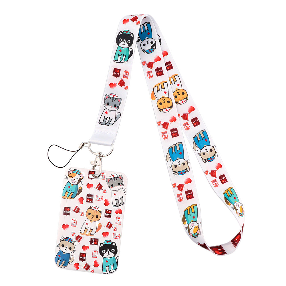 Doctor Pills Cat Mobile Phone Lanyard Card Set Combination Bus Card Factory Brand Work Medical Lanyard Campus Card Pendant