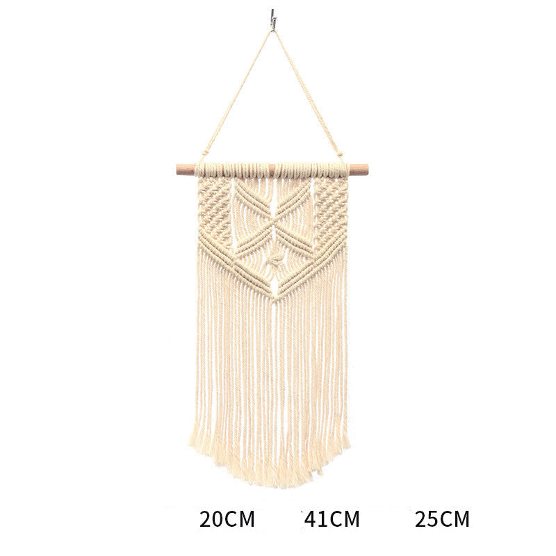 Bohemian Hand-Woven Cotton Rope Tapestry White Cotton Decorative Tapestry Amazon Bedroom Home Retro Style