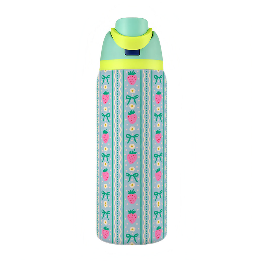 Water Cup 304 Vacuum Stainless Steel Thermos Cup Portable Satchel Straw Double Drink Sports Water Bottle for Men and Women
