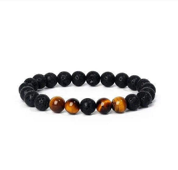 8mm Tiger Eye Stone volcanic stone female gift yoga bracelet DIY agate beads bracelet cross-border supply f21