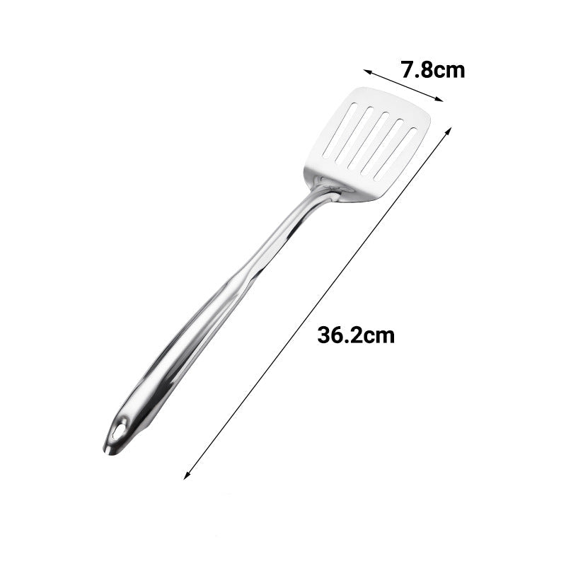 Stainless steel spatula soup spoon Colander household kitchen cooking frying shovel Spoon hot pot spoon stainless steel double line kitchenware suit