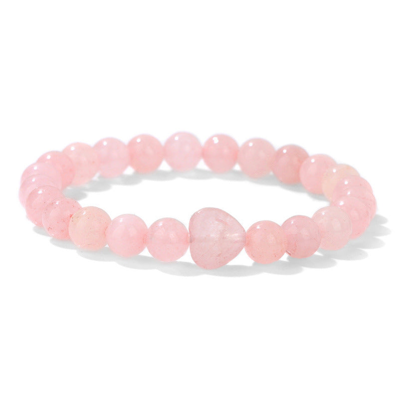 Ozone New Bracelet Natural Stone Heart Bracelet Beads Bracelet Lapis Lazuli Tiger Eye Stone Bracelet Elastic Beads Ready Stock