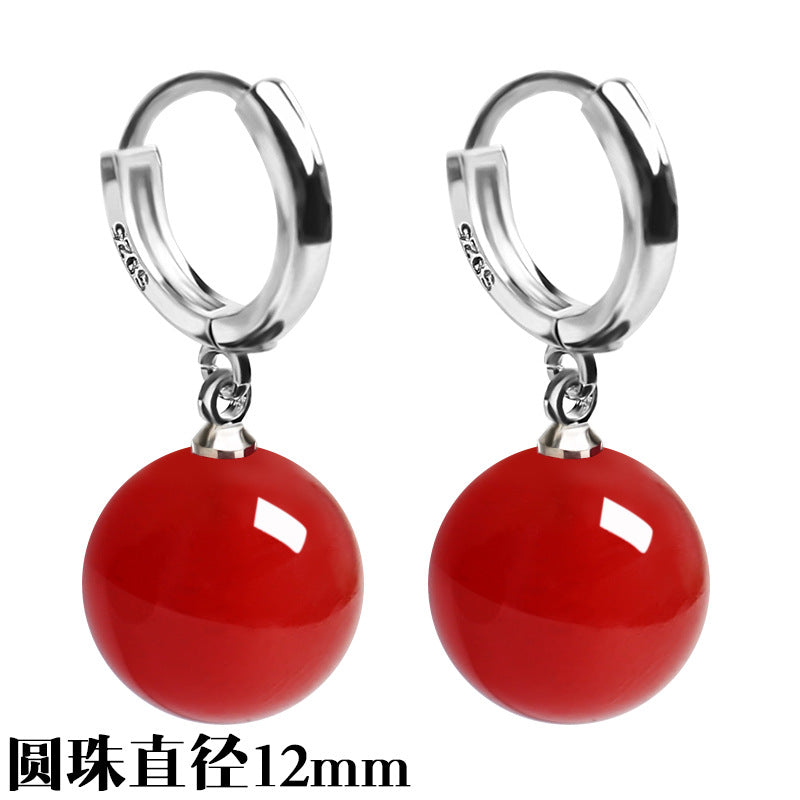 Silver-Plated Earrings Imitation 925 Natural Agate Pearl Earrings Long Female Korean Style Fashion Popular Earrings Jewelry Earrings