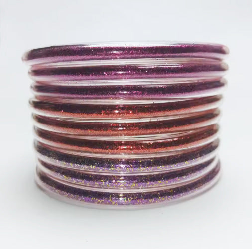 Amazon Best Selling Pvc Silicone Tube Gold Powder Bracelet Jelly Bangles Bracelet Cross-Border 9-Layer Bracelet Mix