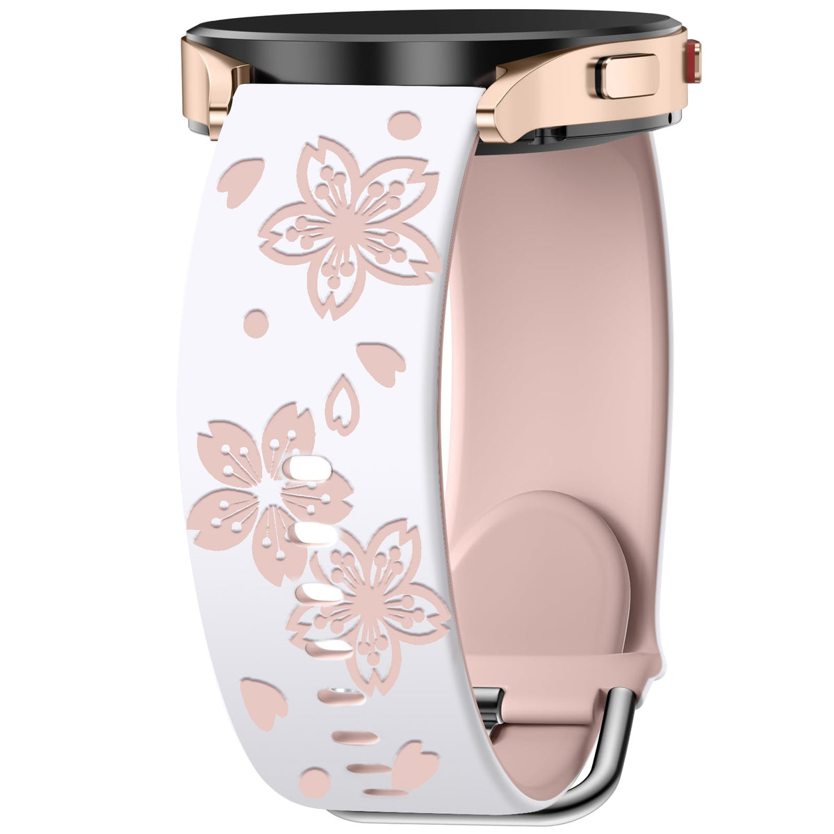 3D Laser-Engraved Silicone Watch Bands with a Three-Dimensional Two-Tone Cherry Blossom Design in a Fashionable Cherry Blossom Style