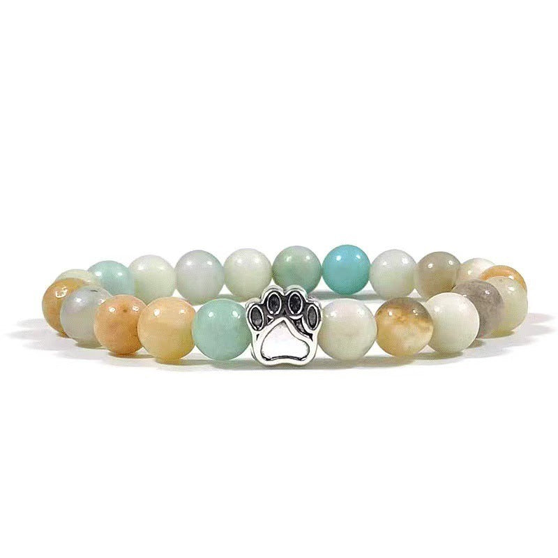 Direct manufacturer, popular on AliExpress: 8mm tiger eye stone, white turquoise, dog paw transparent elastic cord bracelet