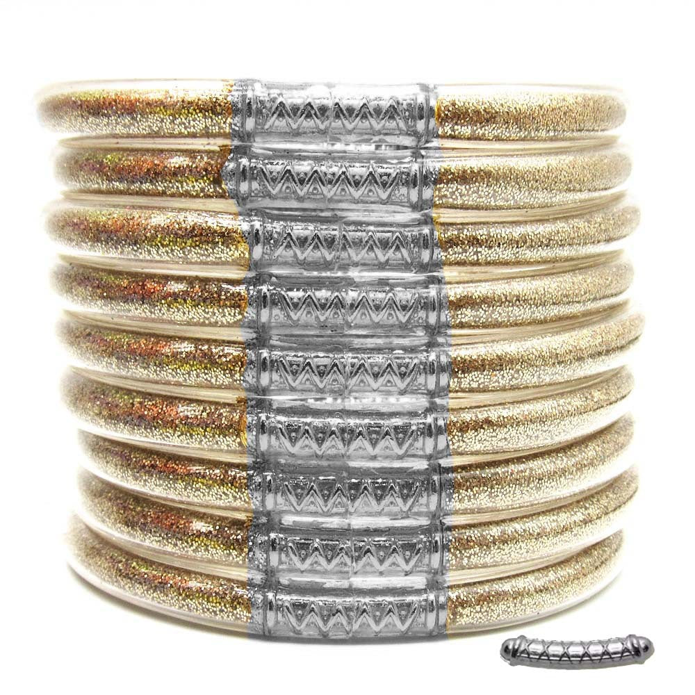 Cross-Border Hot-Selling 9-Layer Pvc Silicone Tube Gold Powder Bracelet Jelly Bangles Women's Bracelet Mixed Batch