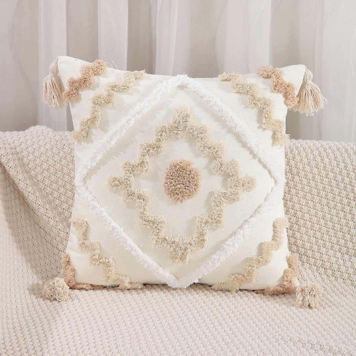 Amazon New Bohemian Geometric Tufted Pillow Case Home Tassel Cushion Homestay Simple Waist Pillow