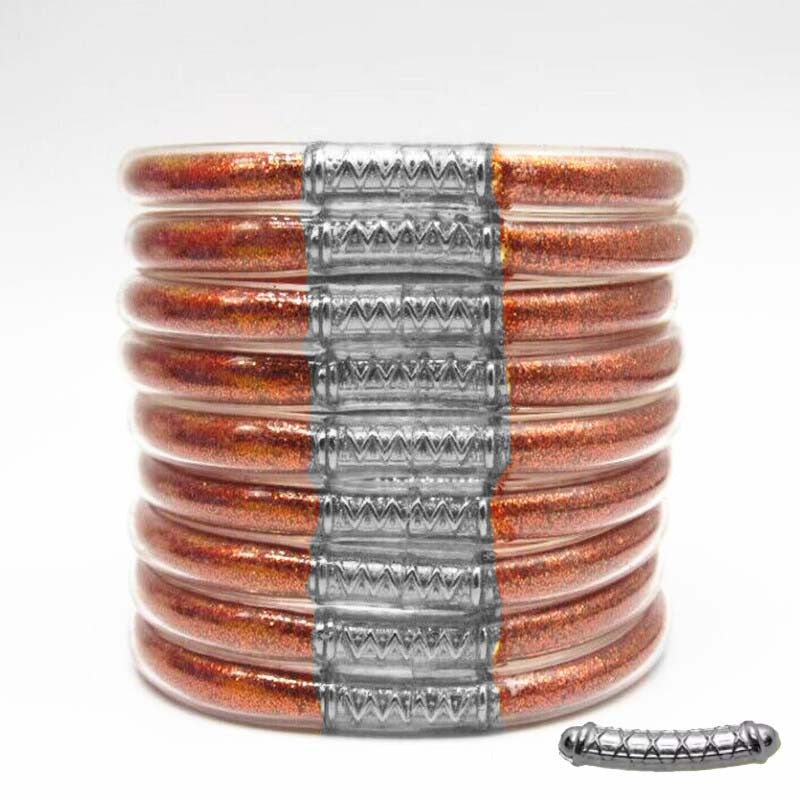 Cross-Border Hot-Selling 9-Layer Pvc Silicone Tube Gold Powder Bracelet Jelly Bangles Women's Bracelet Mixed Batch