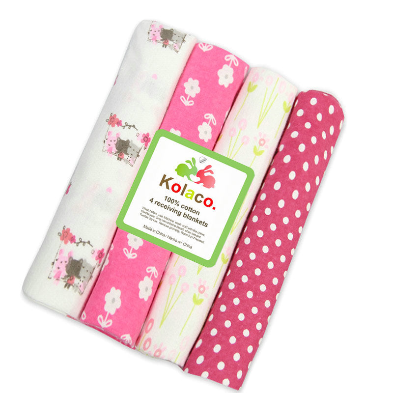 Cotton Flannel Fleece Cotton Flannel Baby Blanket Printed 4-Pack Swaddle Blanket Bed Sheetss Kolaco