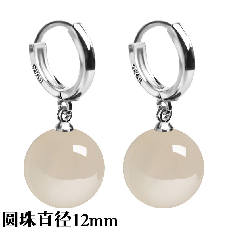 Silver-Plated Earrings Imitation 925 Natural Agate Pearl Earrings Long Female Korean Style Fashion Popular Earrings Jewelry Earrings