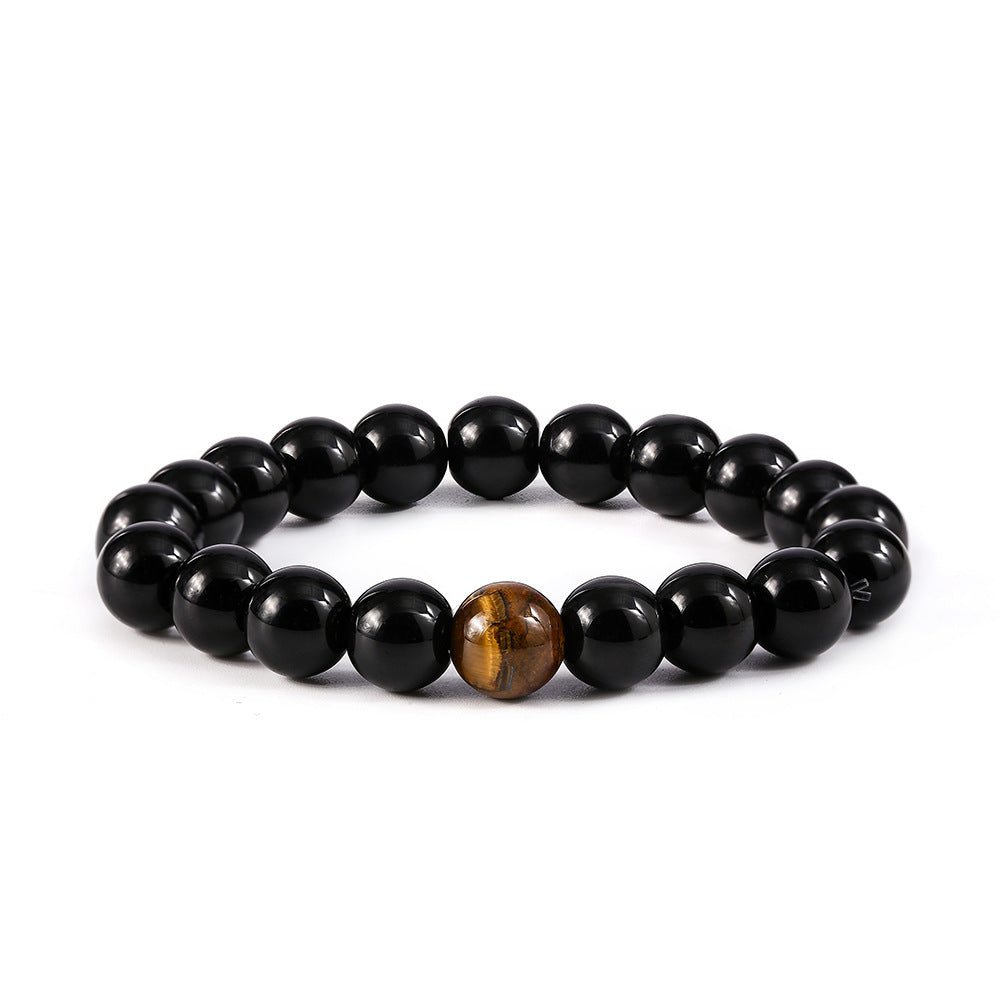 Beaded  Tiger Eye Yoga Sports Imitation Agate Elastic Bracelet for Women