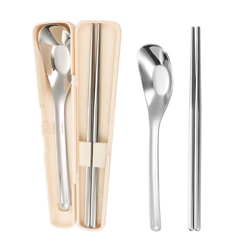 Japanese Style Portable Tableware suit 304 Stainless Steel Piece Piece Spoon Chopsticks Two-piece New Style Outdoor Tableware for Students