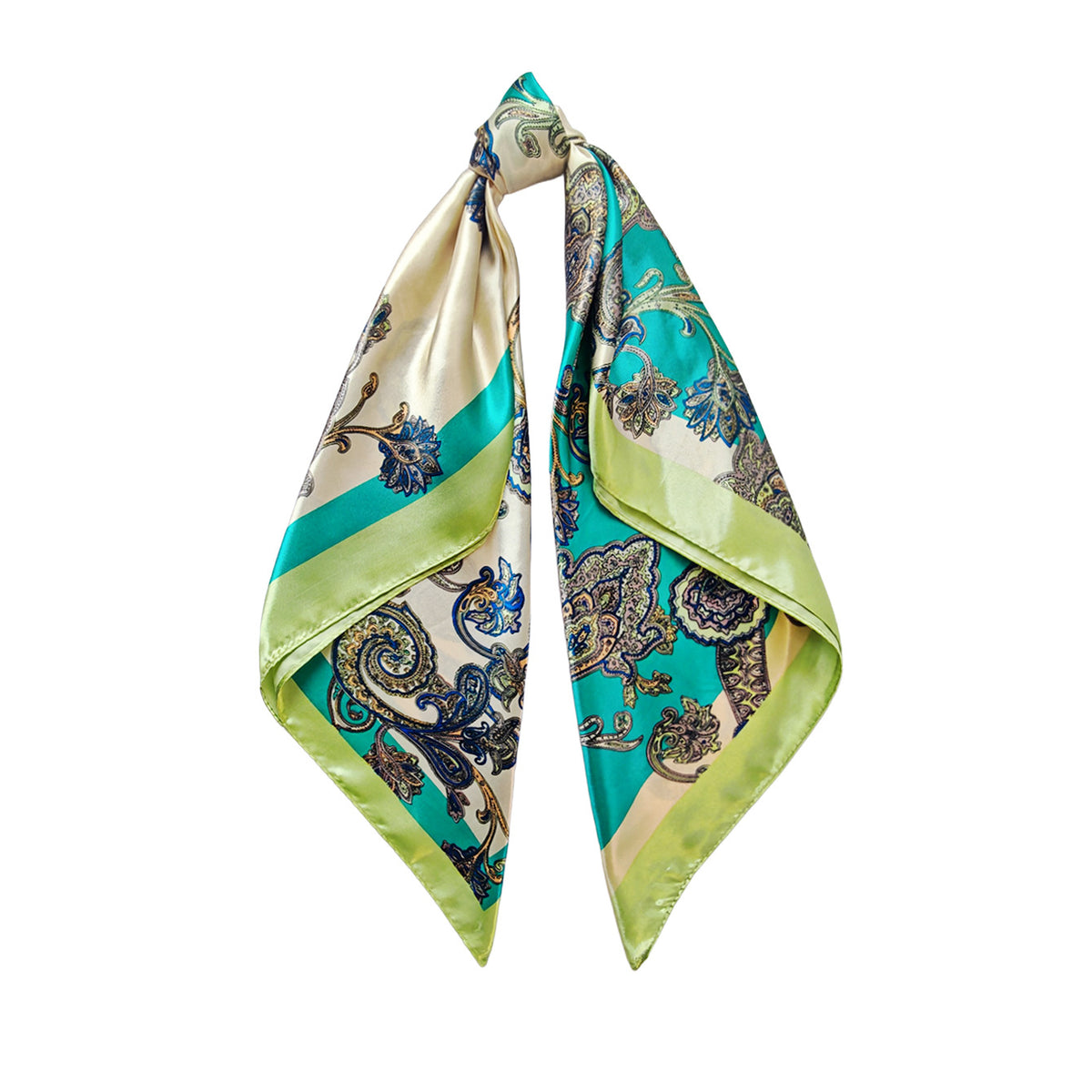 90cm Paisley Silk Scarf for Women, Trendy and Versatile, European and American Style, Imitation Silk Paisley Headscarf Wholesale