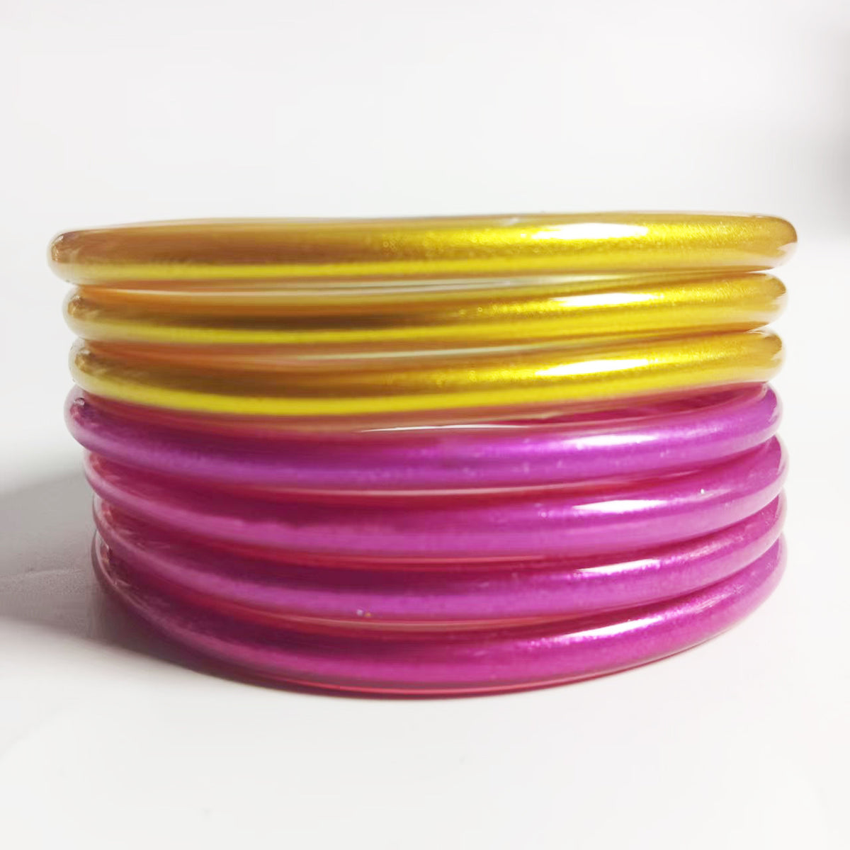 Amazon's Best Selling Pvc Silicone Tube Gold Powder Bracelet Cross-Border Jelly Bangles Popular Bracelet 7 Layers