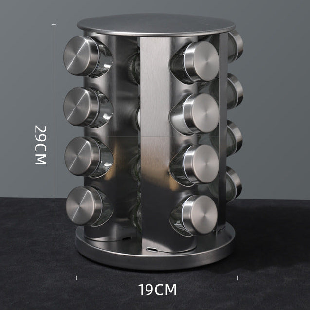 Multi-layer stainless steel rotating seasonings rack Nordic kitchen special 360 degree turntable seasonings storage rack wholesale