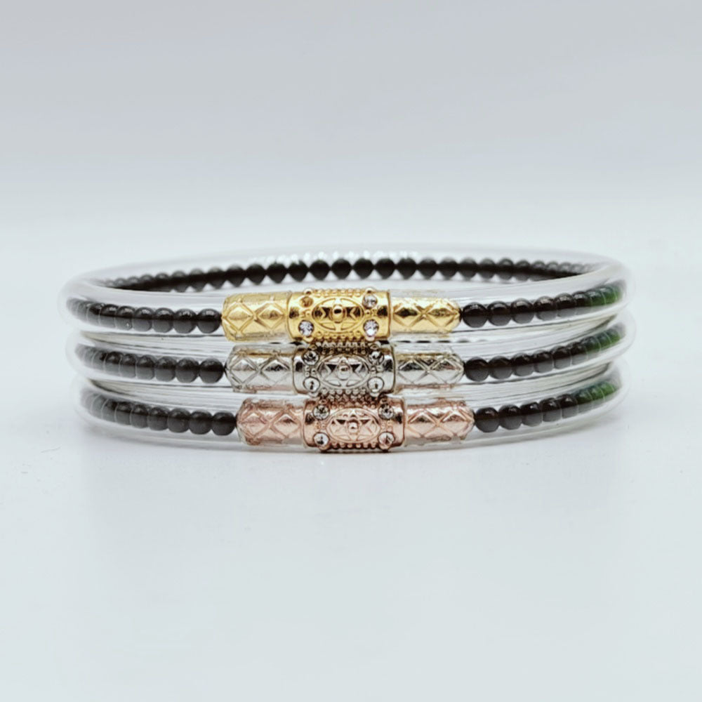 Alloy Rhinestone Plastic Silicone Tube Six-Pointed Star Pearl Bracelet Jelly Bangles Bracelet