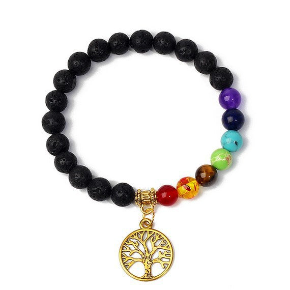 8mm black stone volcanic stone tag life tree shining stone lapis lazuli yellow tiger eye stone yoga bracelet supply d32