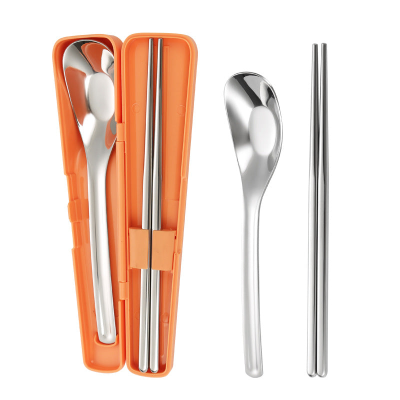 Japanese Style Portable Tableware suit 304 Stainless Steel Piece Piece Spoon Chopsticks Two-piece New Style Outdoor Tableware for Students