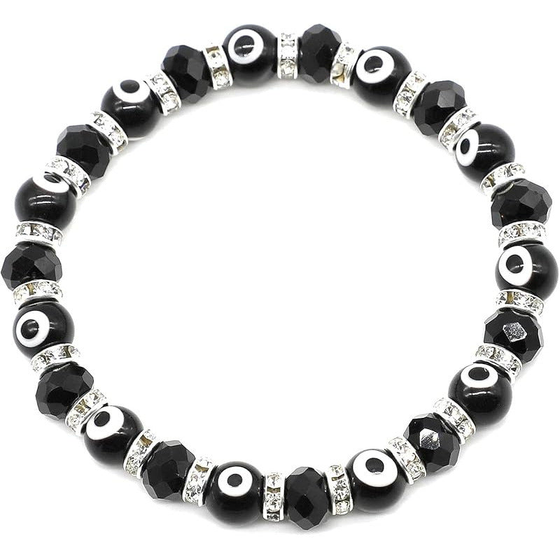 8mm Glass Bead Devil Eye Bracelet Beaded Blue Eye Elastic Rope Bracelet