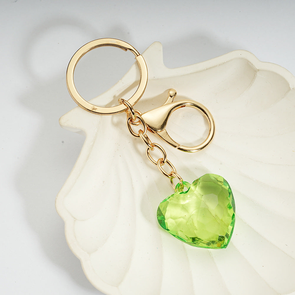Transparent Heart-Shaped Imitation Crystal Acrylic Peach Heart Pendant Keychain Heart-Shaped Bag Charm