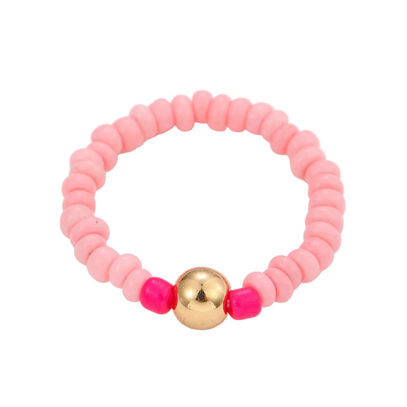 2PCs Mixed Color Beaded Star Smiley Multi-Row Stacked Summer Ring /Finger Rings/Toe Rings Set for Women