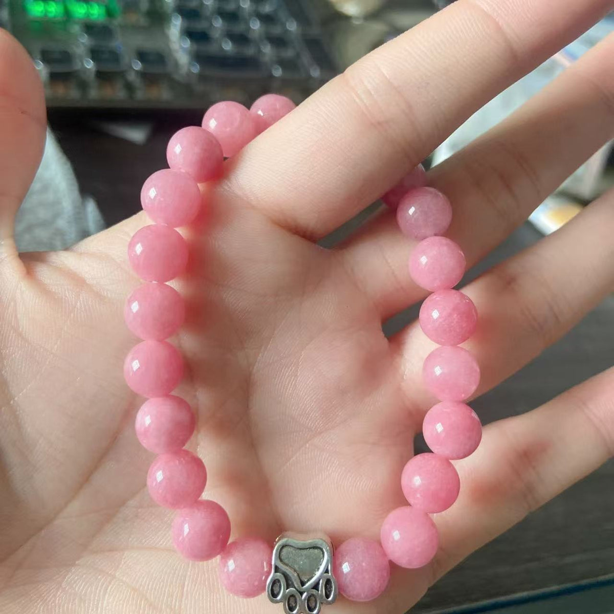 Direct manufacturer, popular on AliExpress: 8mm tiger eye stone, white turquoise, dog paw transparent elastic cord bracelet