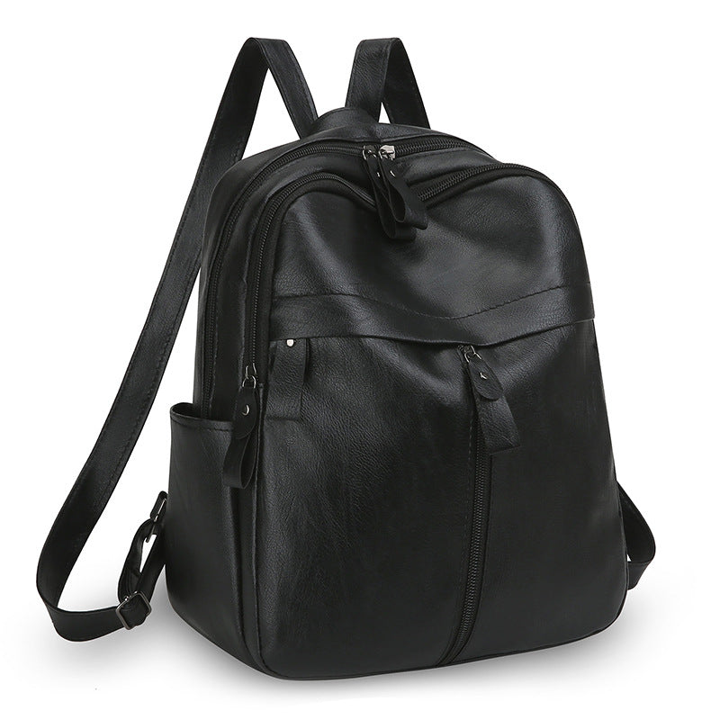Cross-Border Multi-Purpose Pu Backpack, Casual Large-Capacity Retro Korean Style Fashion Outdoor Versatile Women's Backpack, Simple Design