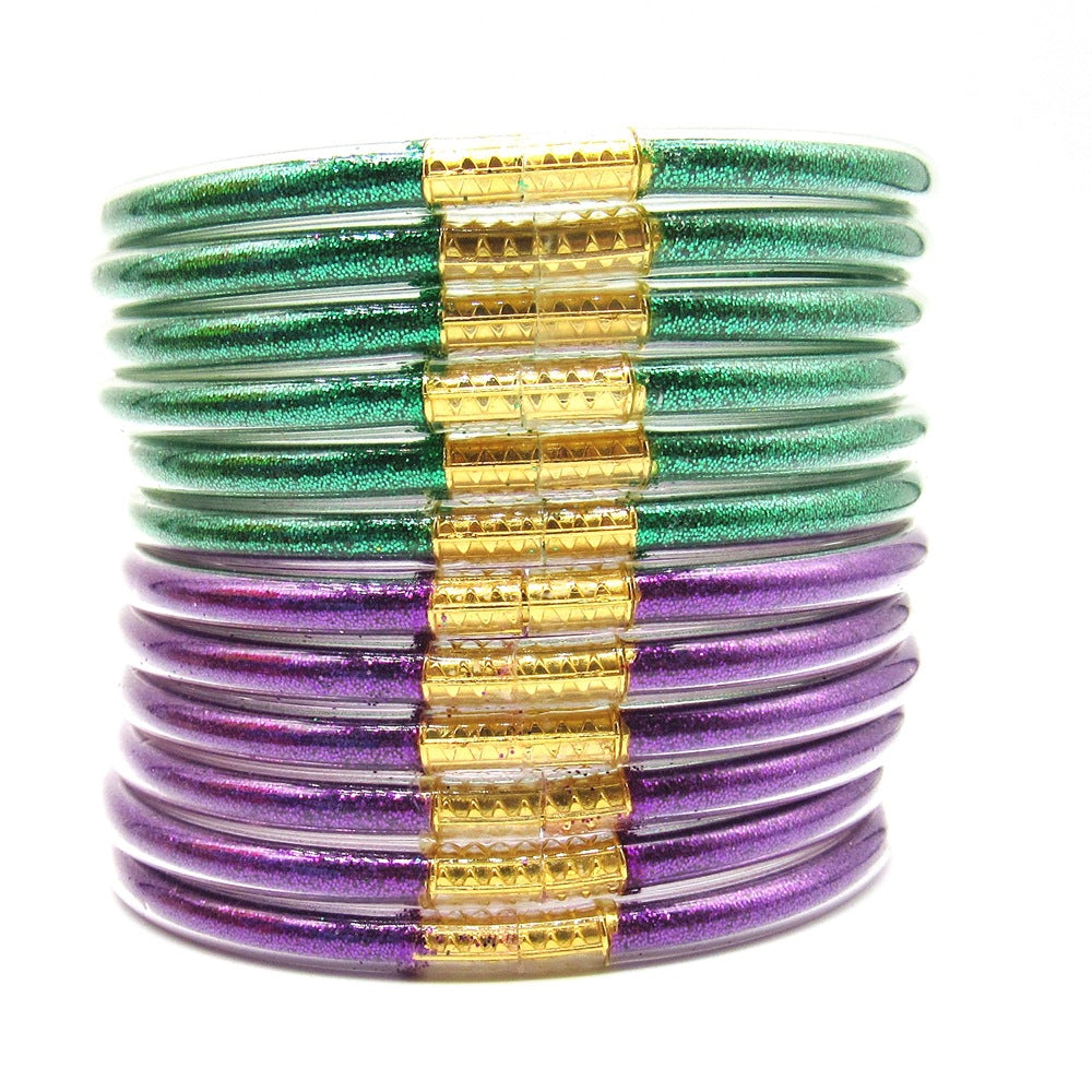 New 12-Layer Pvc Silicone Tube Gold Powder Bracelet Jelly Bangles Bracelet Women's Bracelet Mixed