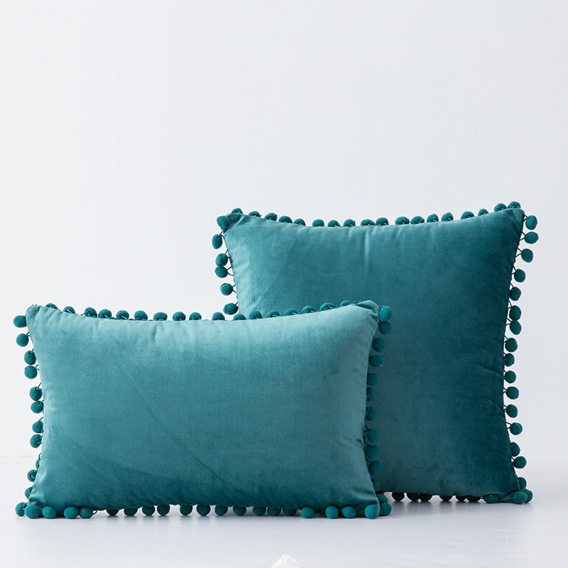 Factory in stock plain fur ball pillow modern minimalist sofa pillow bedside waist pillow cross-border delivery