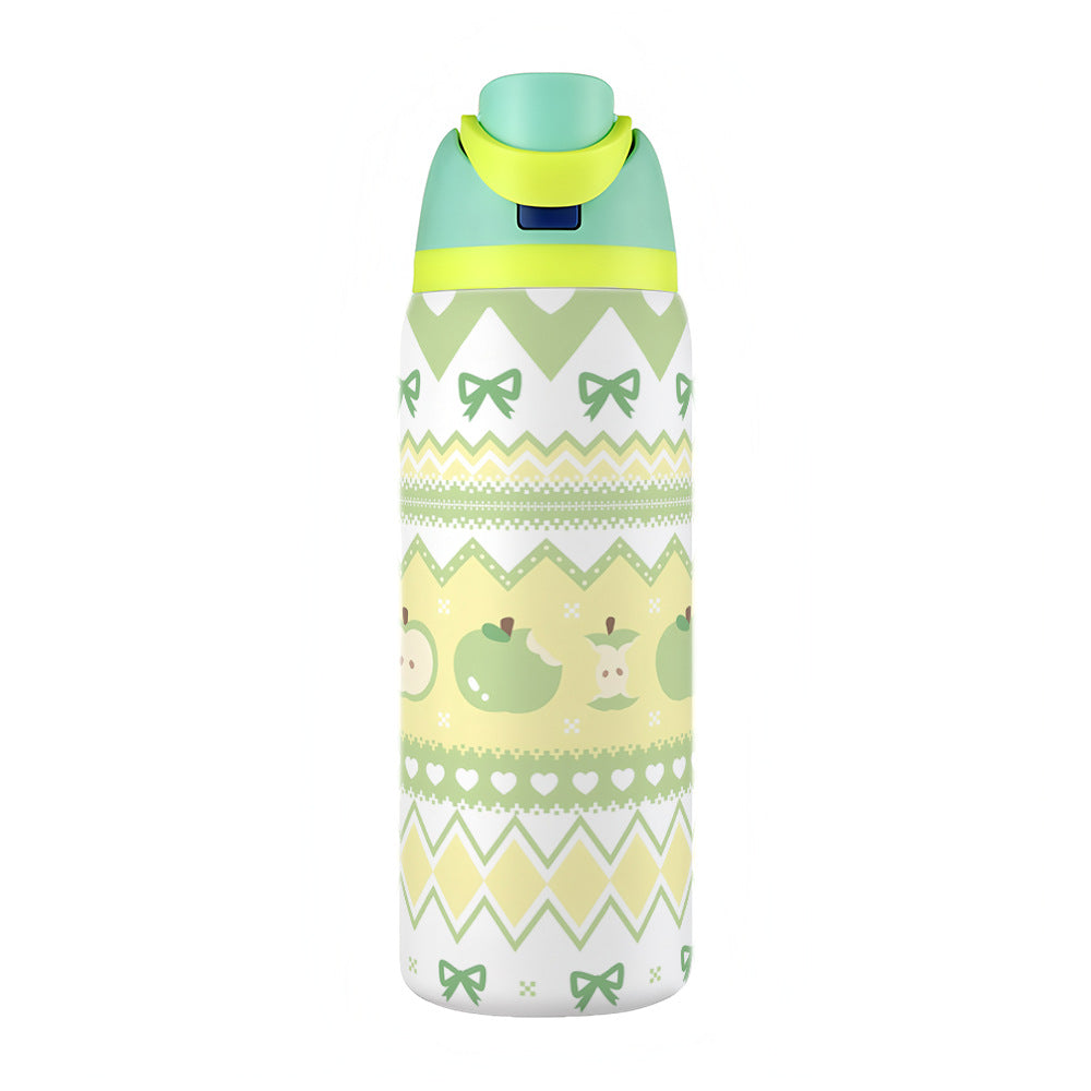 Water Cup 304 Vacuum Stainless Steel Thermos Cup Portable Satchel Straw Double Drink Sports Water Bottle for Men and Women