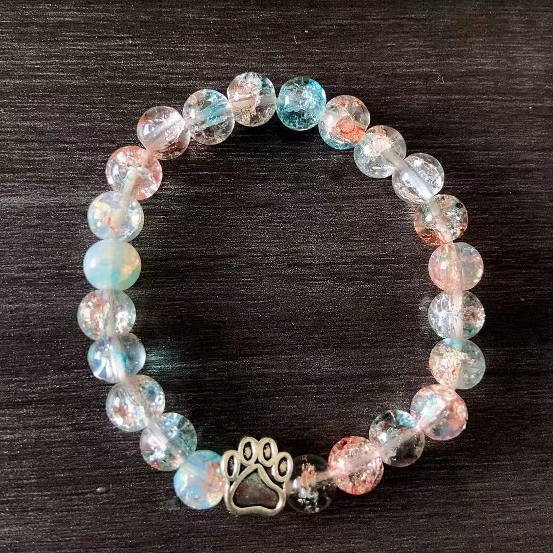Direct manufacturer, popular on AliExpress: 8mm tiger eye stone, white turquoise, dog paw transparent elastic cord bracelet