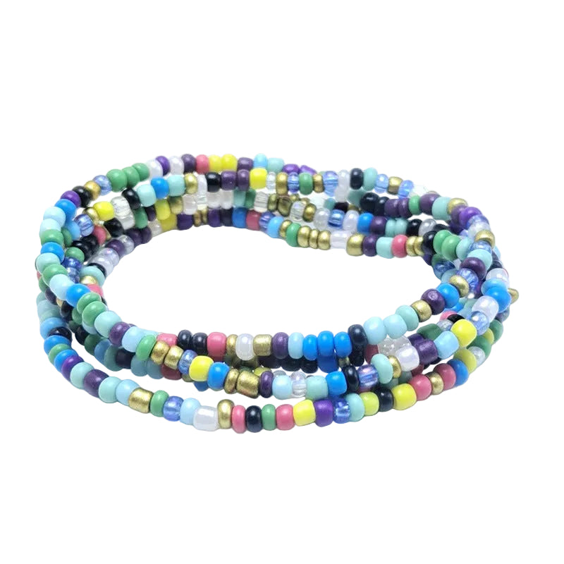 Body Chain with Glass Seed Beads, Fashionable Magic Hand Fish Pendant Accessories, Elastic Handmade Beaded Jewelry Waist Chain