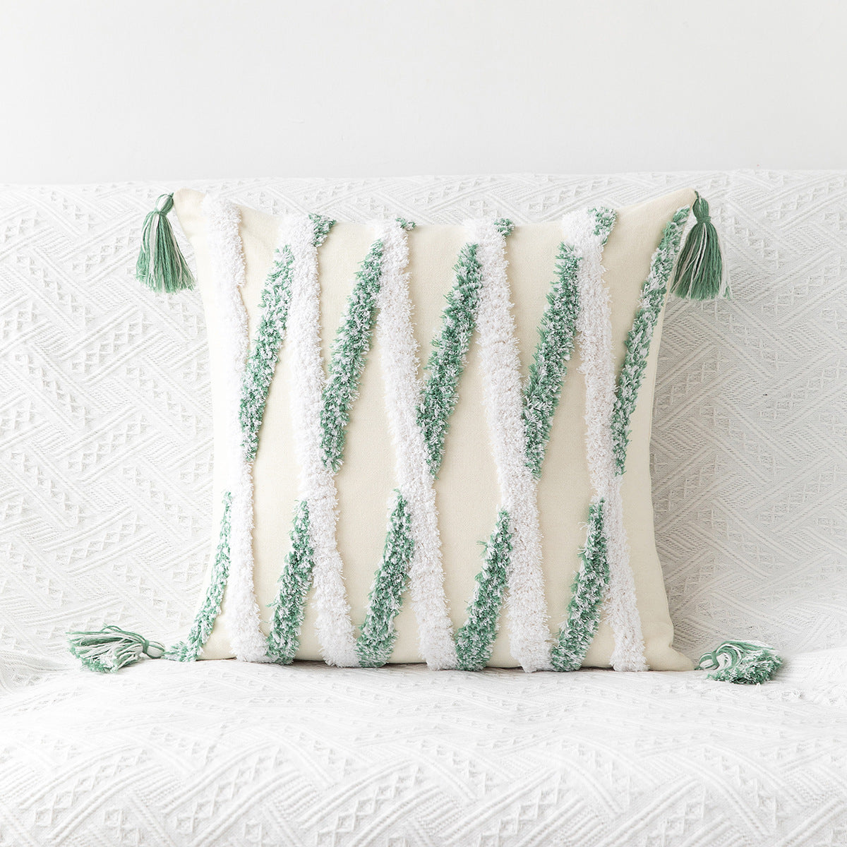Amazon New Bohemian Geometric Tufted Pillow Case Home Tassel Cushion Homestay Simple Waist Pillow