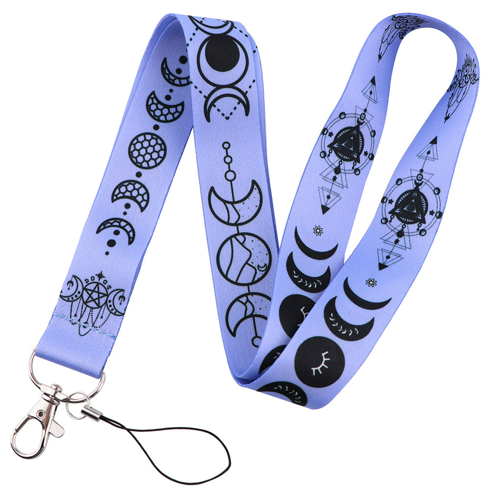 Starry Sky Planet Moon Mobile Phone Cartoon Lanyard Id Card Tag Hanging Neck Key Chain