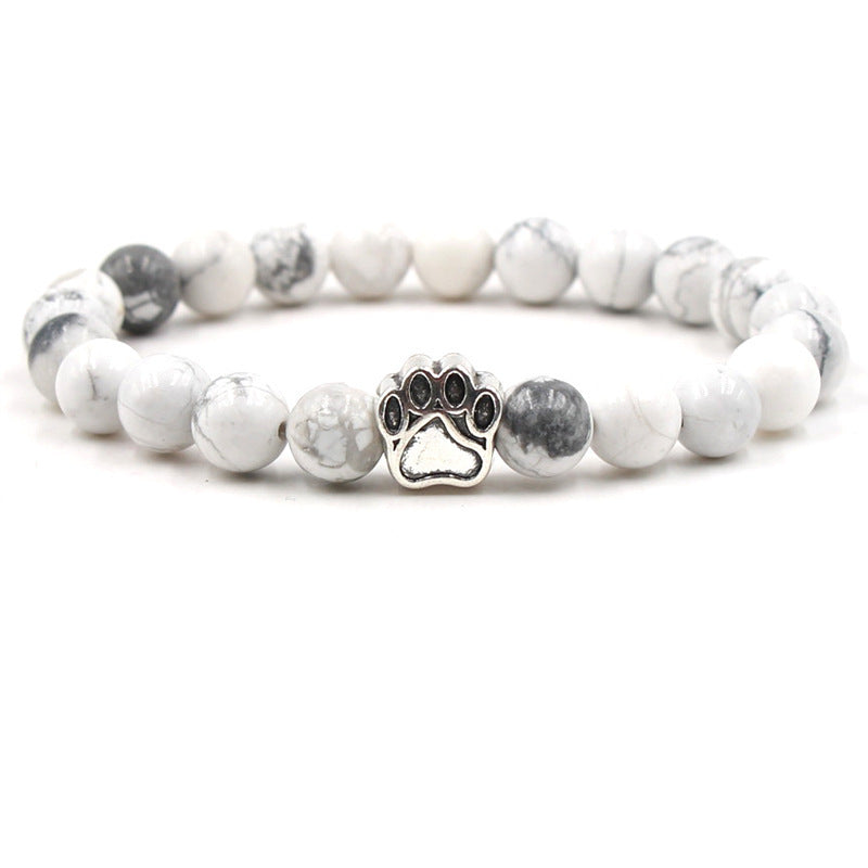 Direct manufacturer, popular on AliExpress: 8mm tiger eye stone, white turquoise, dog paw transparent elastic cord bracelet