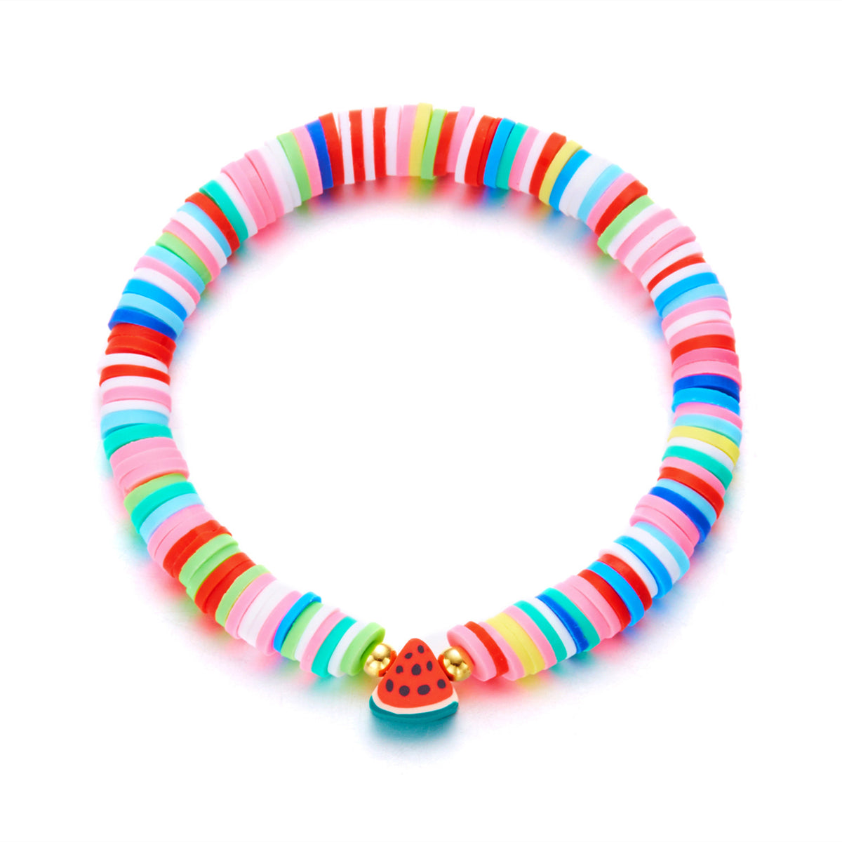 Summer Bracelets, Colorful Soft Clay Fruit Combination Bracelets for Women, Cute and Versatile Elastic Rope Hand Jewelry Wholesale