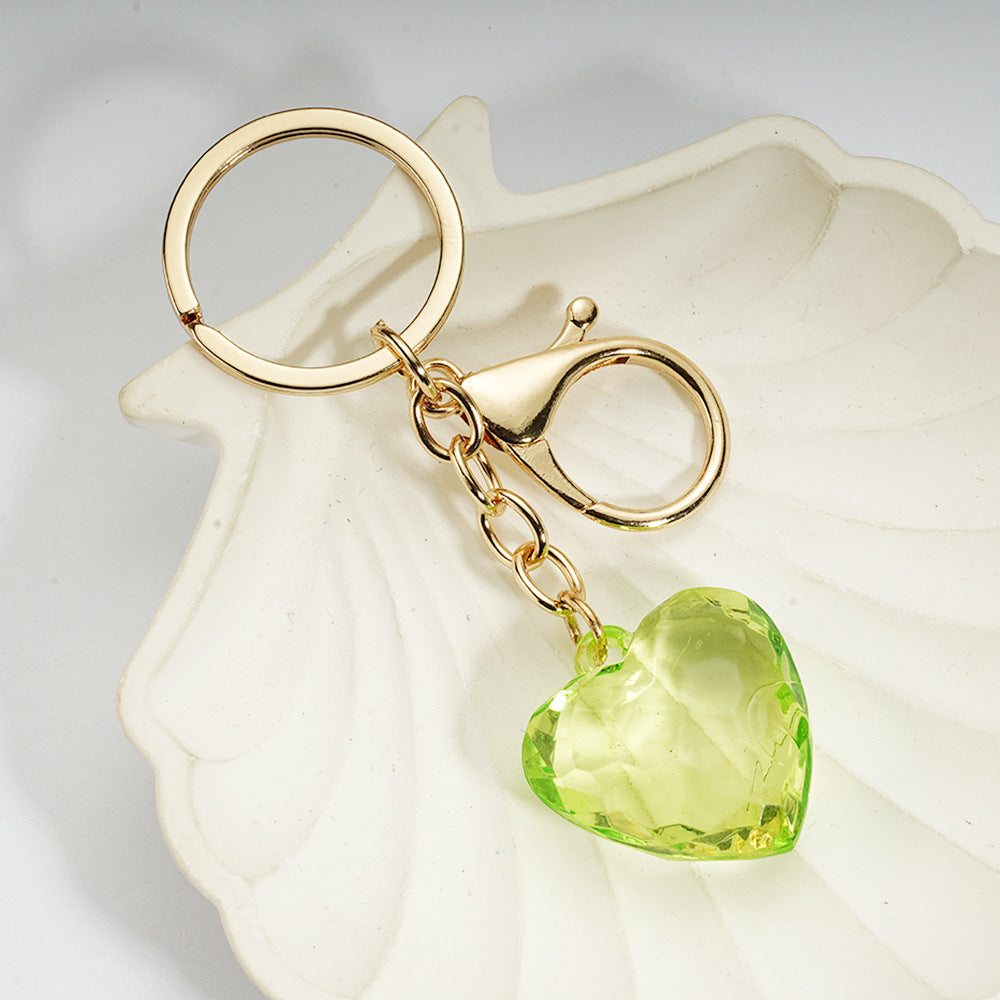 Transparent Heart-Shaped Imitation Crystal Acrylic Peach Heart Pendant Keychain Heart-Shaped Bag Charm