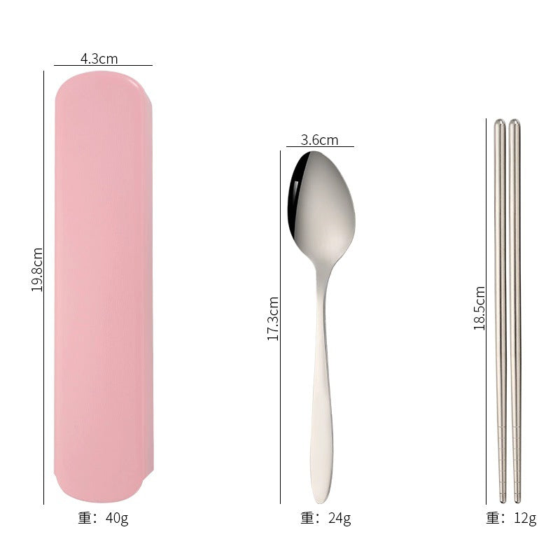 stainless steel chopsticks spoon Fork three-piece tableware affordable student gift outdoor LOGO tableware set Wholesale
