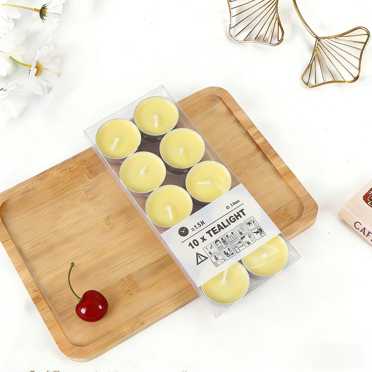 Pvc 10-Pack Tealight Round Aluminum Shell Transparent Plastic Box Butter Candle Wax Candle Household Holiday Small Candles